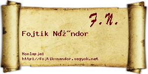 Fojtik Nándor névjegykártya